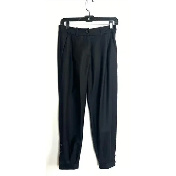 NEW! Nili Lotan 2 Bertina Slouchy VIRGIN WOOL Pants Pleats High Rise Button Hem - Picture 3 of 14